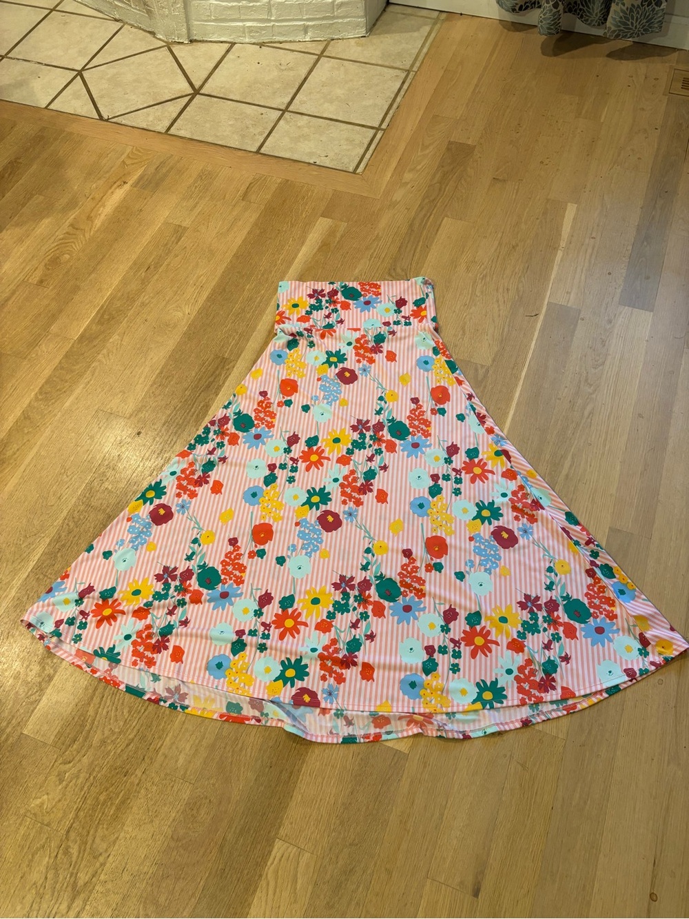 LuLaRoe Pink Floral MAXI Skirt